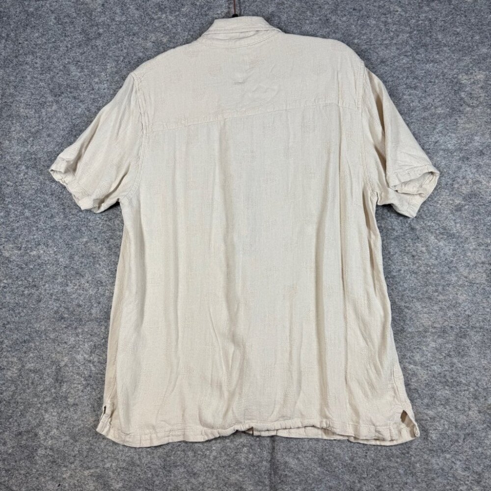 Common People Linen Blend Textured Polka Dot Button Up Shirt Size L Resort Wear - Picture 10 of 14